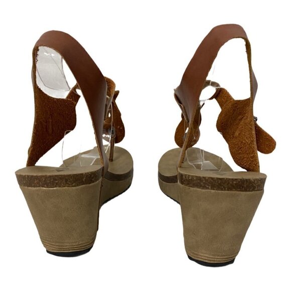 Jolimal Boho Leather Braided Cognac Wedge Sandals, Size 10 - Picture 11 of 13